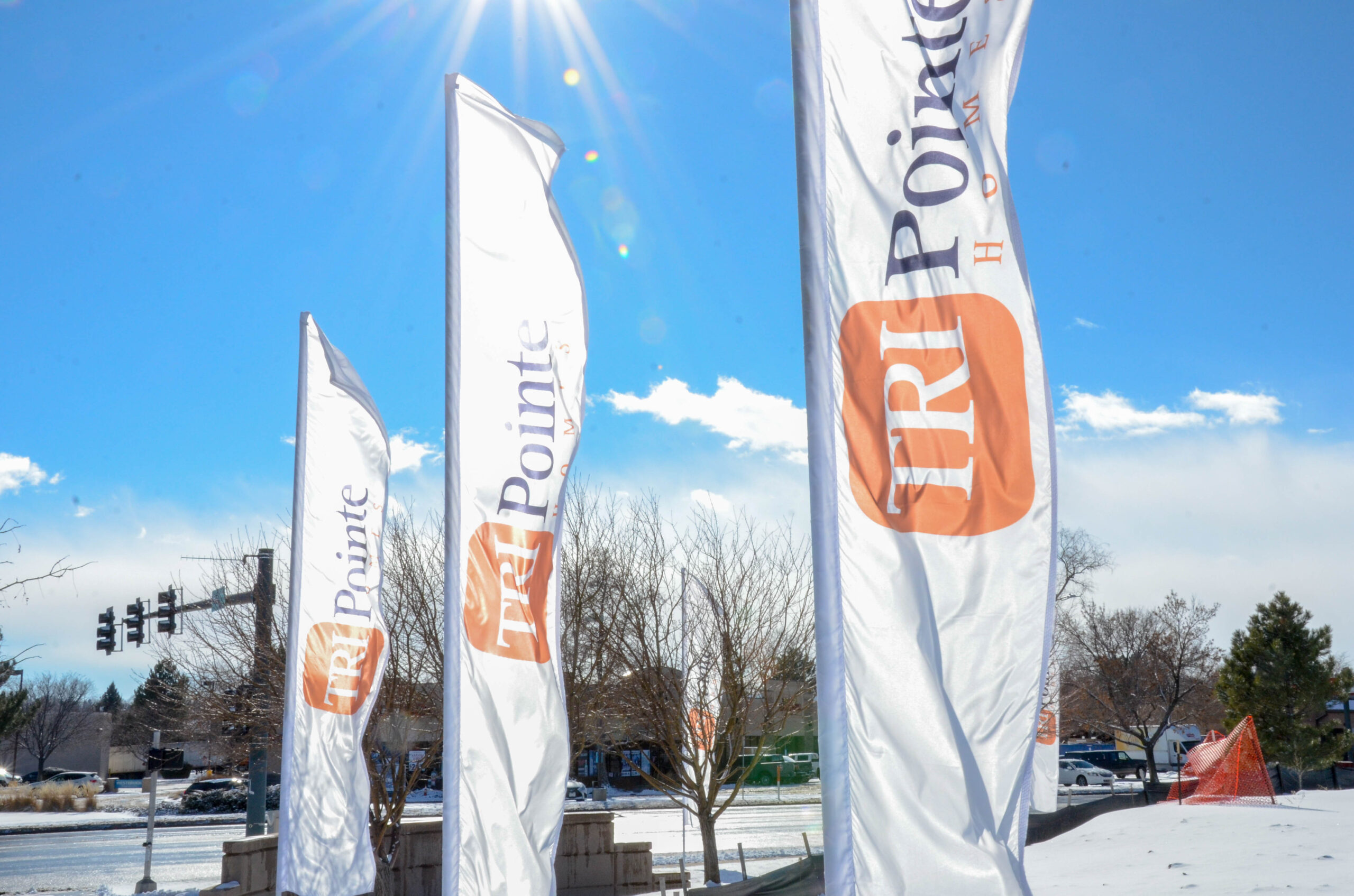Custom Flag Company Tri Pointe Custom Feather Flags in new community