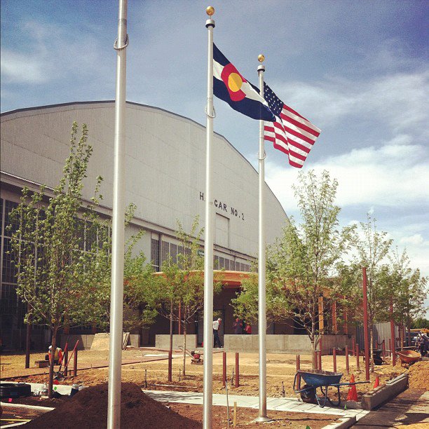 Three flagpoles installed by Custom Flag Co, Denver, CO