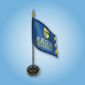 Regis University handheld flags for graduation
