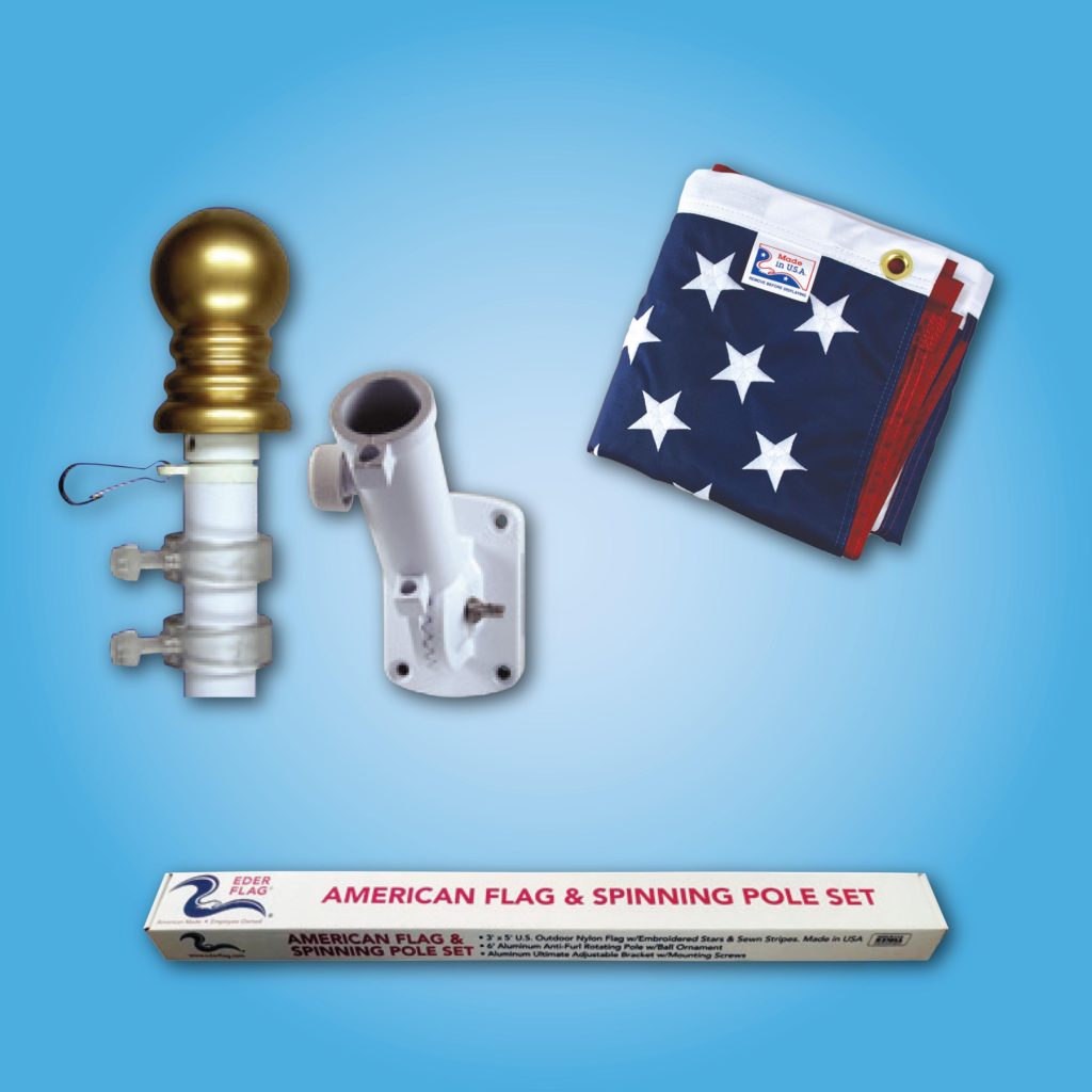White Spinning Pole - American Flag & Spinning Pole Set