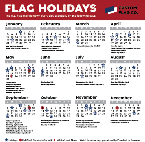 Cusrom Flag Company Flag Calendar 2020
