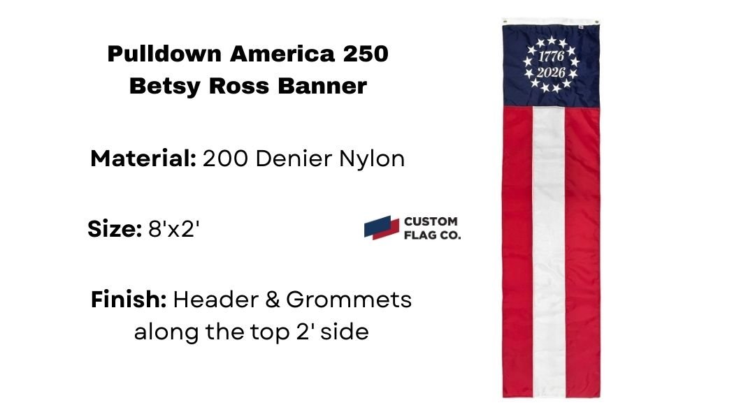 Shop America 250 Betsy Ross Flag Pulldown Banner